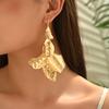 European and American Style Jewelry, Geometric Leaf Metal Design Earrings, Versatile and High-end