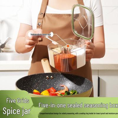 Набор многосекционных кухонных банок для приправ: Всё-в-одном хранилище для приправ: соль, глутамат натрия и перец