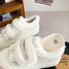 H1261 Lamb Wool Thick-soled Velcro Board Shoes Women's Shoes Winter Little White Shoes Two Cotton Thickened Cotton Shoes Student Versatile