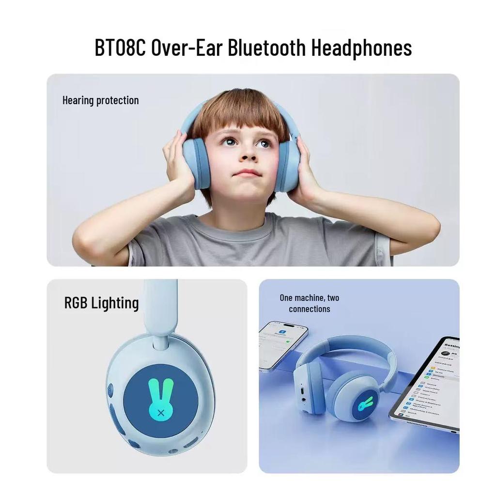 Беспроводные полноразмерные Bluetooth-наушники для детей и студентов со светодиодной подсветкой