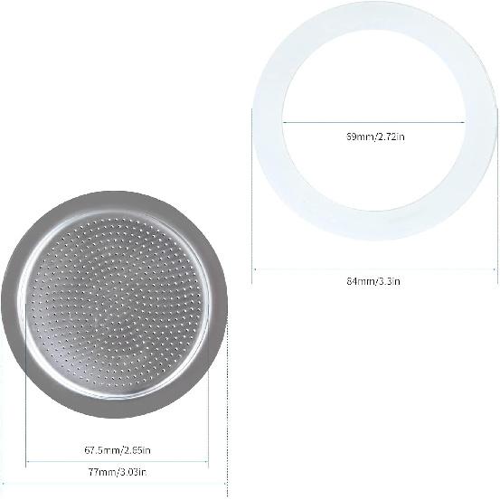 Easyworkz Stovetop Espresso Maker Replacement Silicone 10-12 Cup Size Gasket Seals and filter Screen Moka Pot