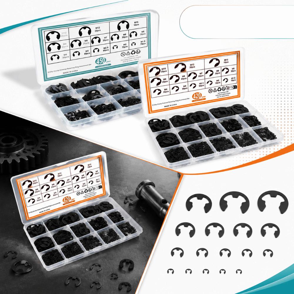 Black Color Open Snap Ring Retaining Ring Kit Circlip Assortment Set  Fixed Connection Occasions
