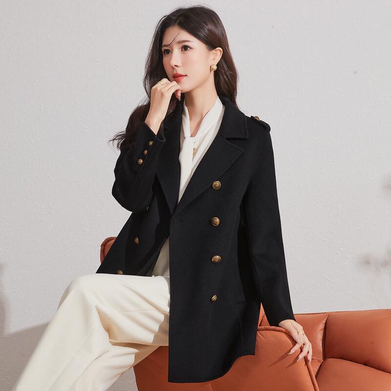 Sanpowa 100% Wool Double-Faced Mid-Length Coat