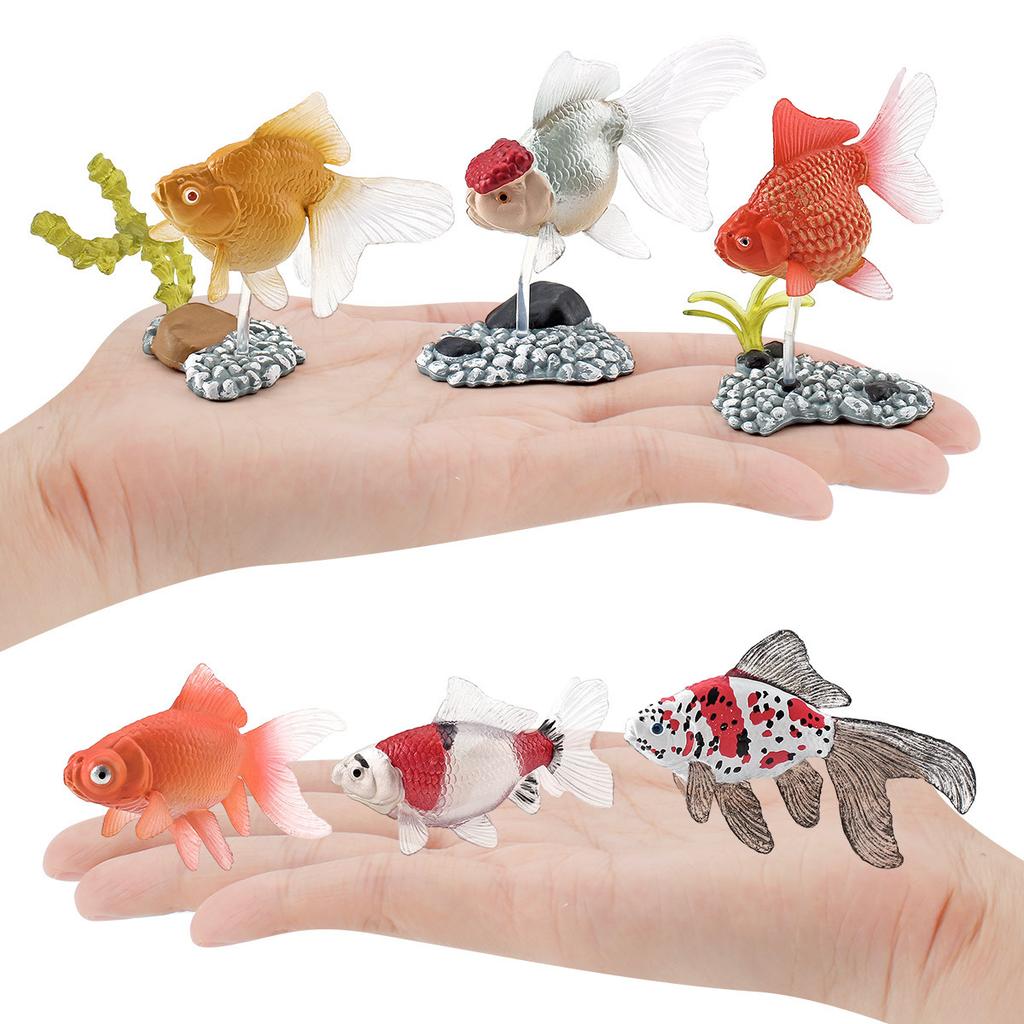 Simulation Ornamental Fish With Base Model Mini Goldfish Koi Set Marine Animal Static Ornament Toy