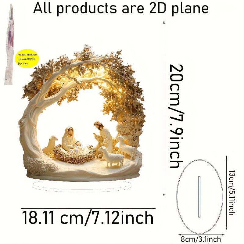 Desktop Decor Family Statue Jesus Tree Of Life Newborn Acrylic Flat Plate Desktop Decoration Ornaments For Home Decor