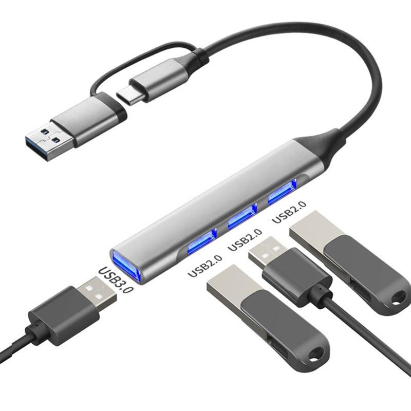 USB3.0 Hubs With 7/4 Port USB A/C Adapters Fast Charging Metal Housing Plugs Play for Laptop Computer