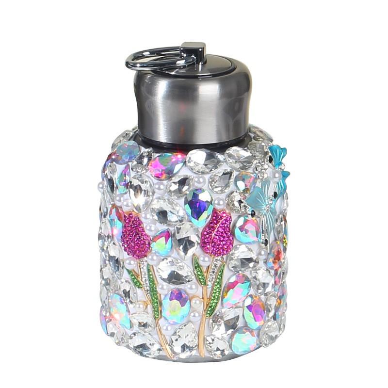 Stainless Steel Insulated Tumbler With Crystal Rhinestones - Trendy Large Capacity Car Cup Office Travel