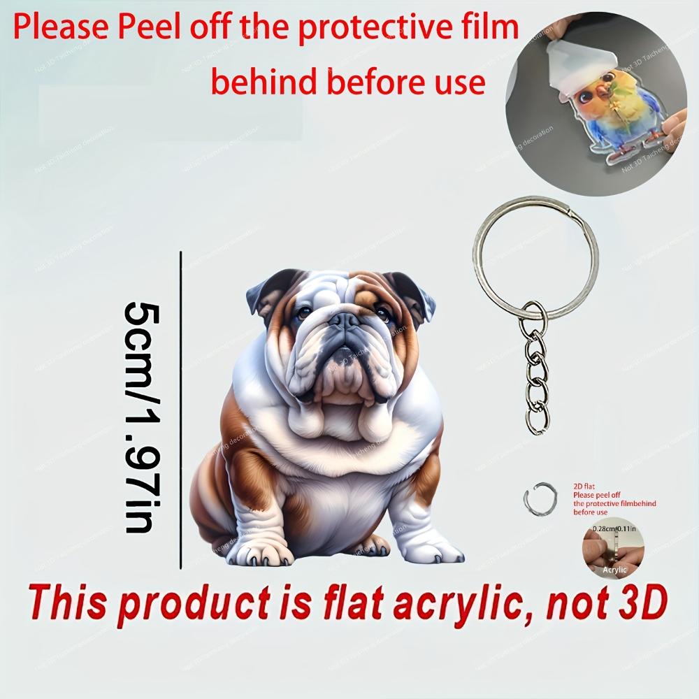 2D Flat Bulldog Humans Most Loyal Significant Other Animal Lovers Art Deco Ornaments Pendant Keychain, Suitable for Any Holiday Occasion, Gift Giving