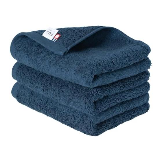 Bloom Imabari Towel Сертифицированный набор из 3 лицевых полотенец FUu Мягкие, Пушистые, Плотные, Впитывающие, Гостиничного качества, Сделано в Японии, 100% Хлопок (военно-морской флот)