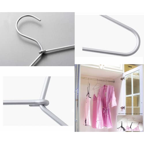 MAO DOU Aluminum Clothes Hangers, Silver, 20-Piece Set, Heavy-Duty, Non-Slip, Rust-Resistant, Bend-Resistant, Slim Design