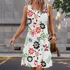 Women's Rose Flower Fake Two-piece Flower Graffiti Printed Sleeveless Round Neck Dress Loose Soft and Comfortable Plus Size Dress