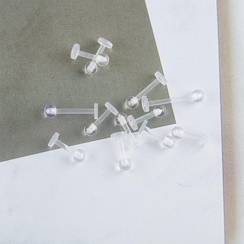 10Pcs Clear Acrylic Lip Stud Piercing Ring Ear Cartilage Earring Bar Tragus