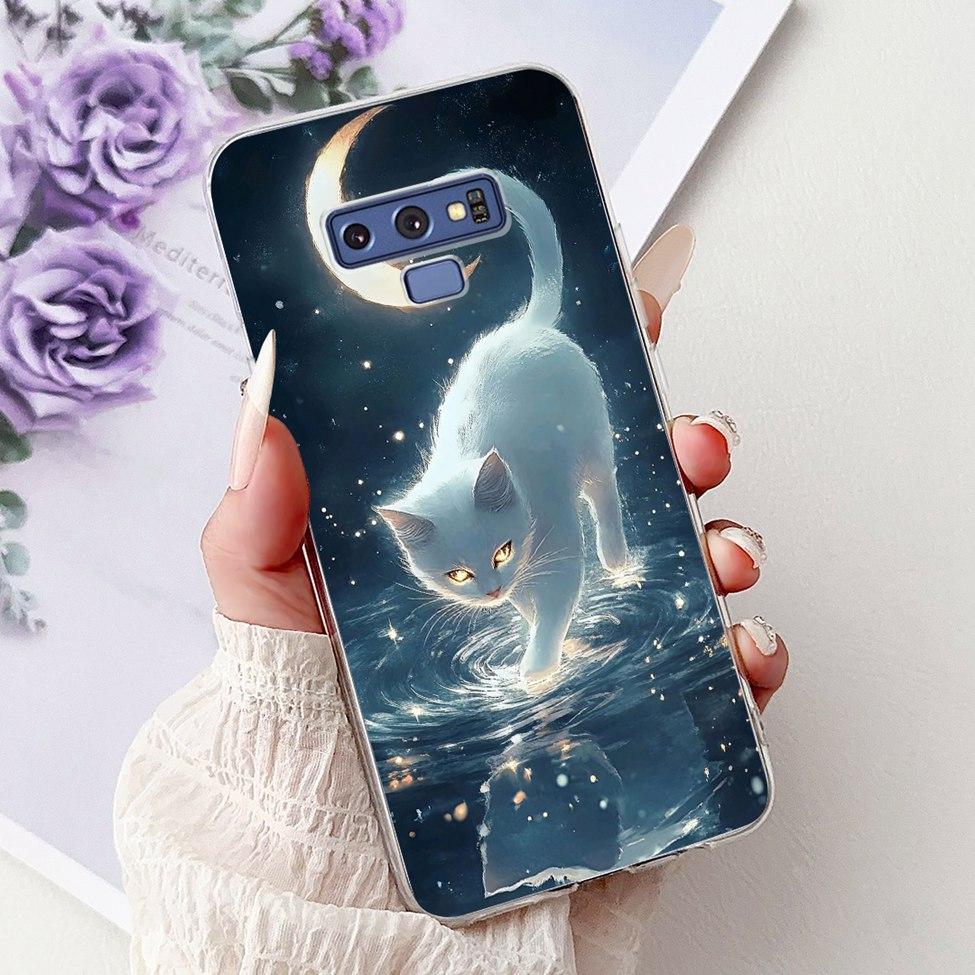Прозрачный чехол для Samsung Note9 Милый Кот Модный Роскошный Расписной Мягкий Чехол для Телефона для Samsung Galaxy Note 9 Case SM-N9600 SM-N960F