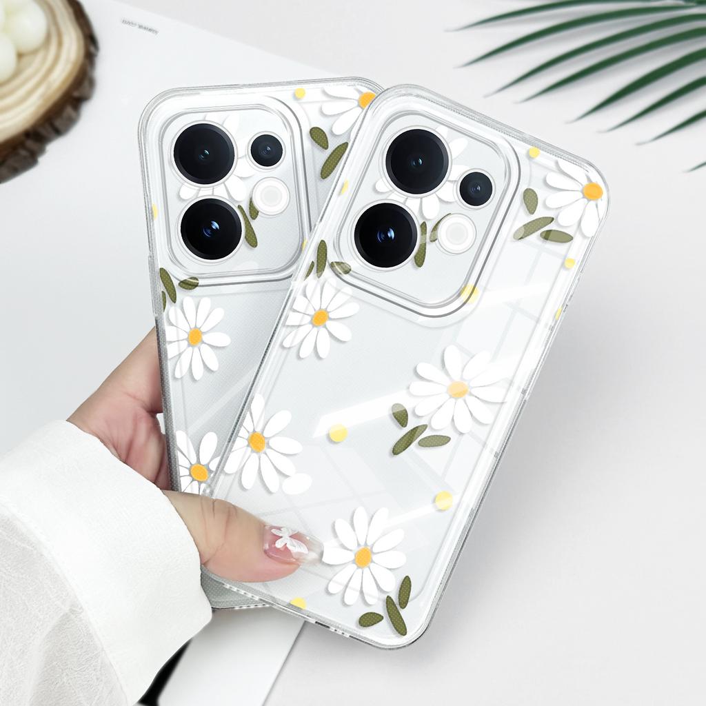 Изящные ромашки Прозрачный чехол для телефона Для VIVO V60 V50 V40 V30E V29 V29E V27 V27E V25 V23 V23E Lite Pro Мягкая TPU крышка