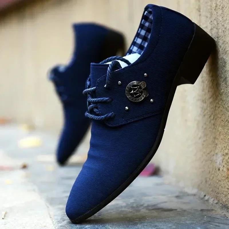 Модные 2024 парусиновые туфли дерби мужские туфли свадебные парусиновые повседневные туфли на плоской подошве мужская официальная обувь разноцветные лоферы лоферы для мужчин обувь