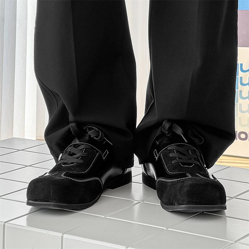 Туфли дерби мужские кожаные туфли кожаные низкие ботинки Martin простые толстые подошвы черные туфли для повседневного ношения 14707-A