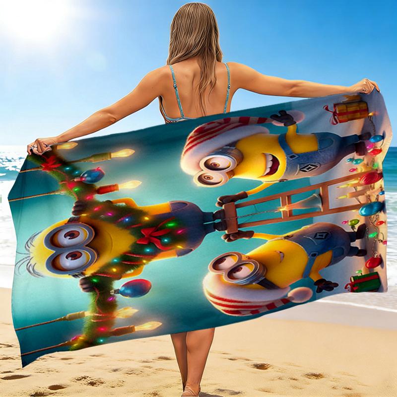 1Pc Christmas Minions Celebration Beach Towel Quick Dry Multiuse For Beach Pool Gym Yoga Home Travel Christmas Halloween Xmas Gift S1226