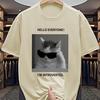 Summer Unisexs 100 Pure Cotton Sports Casual Loose And Fashionable Cat Letter Printed Round Neck Short Sleeved Tshirt