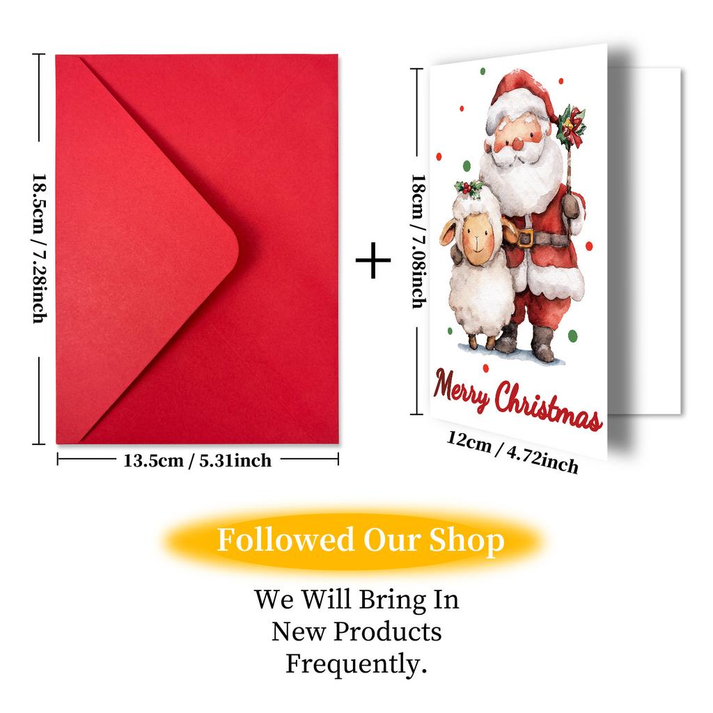 10PCS Cute Cartoon Christmas Greeting Cards Set with Envelopes, Large Size Xmas Cards for Holiday Wishes & Gifts