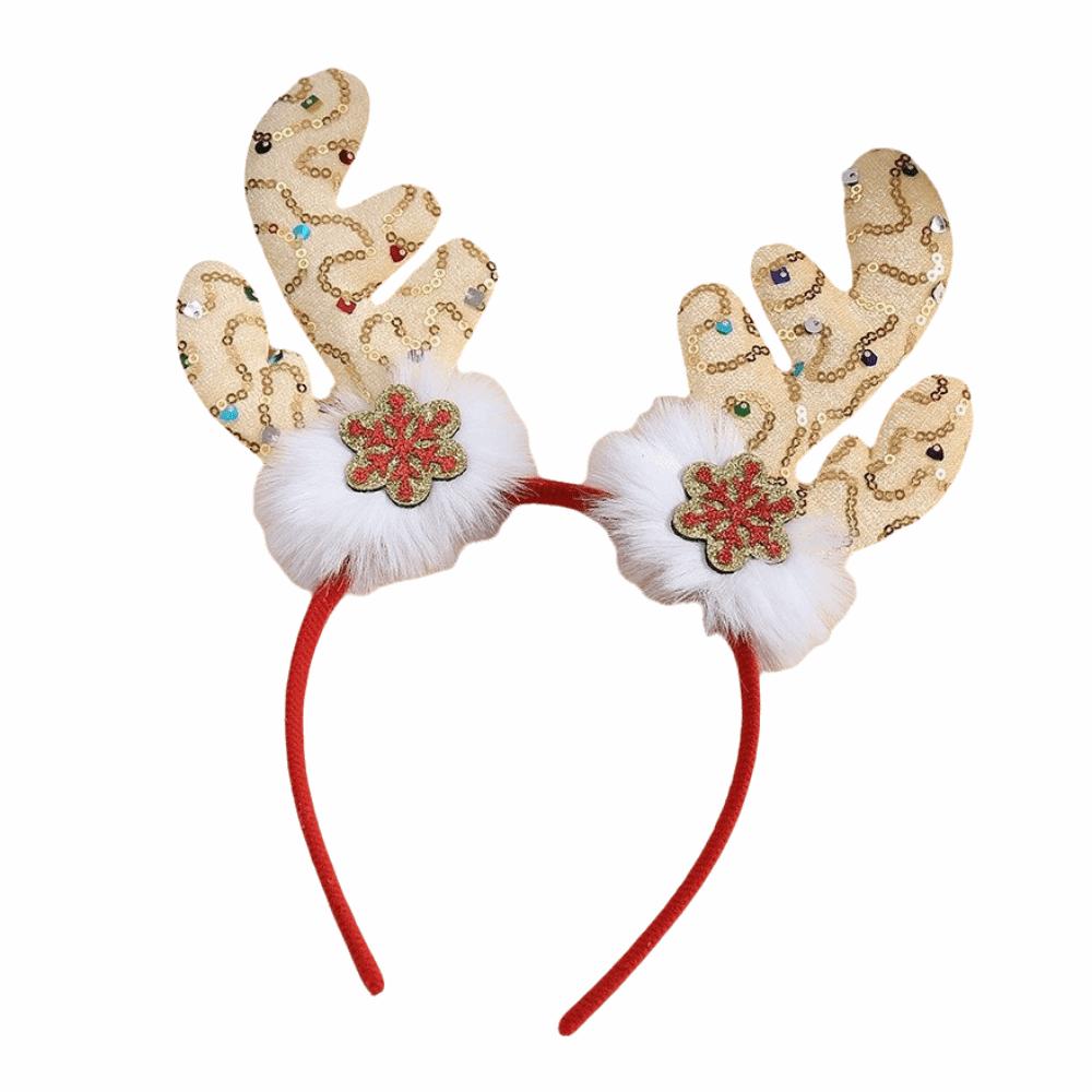 Snowflake Pattern Christmas Antler Headband Cute Sequined Antlers Headwear Prom Props