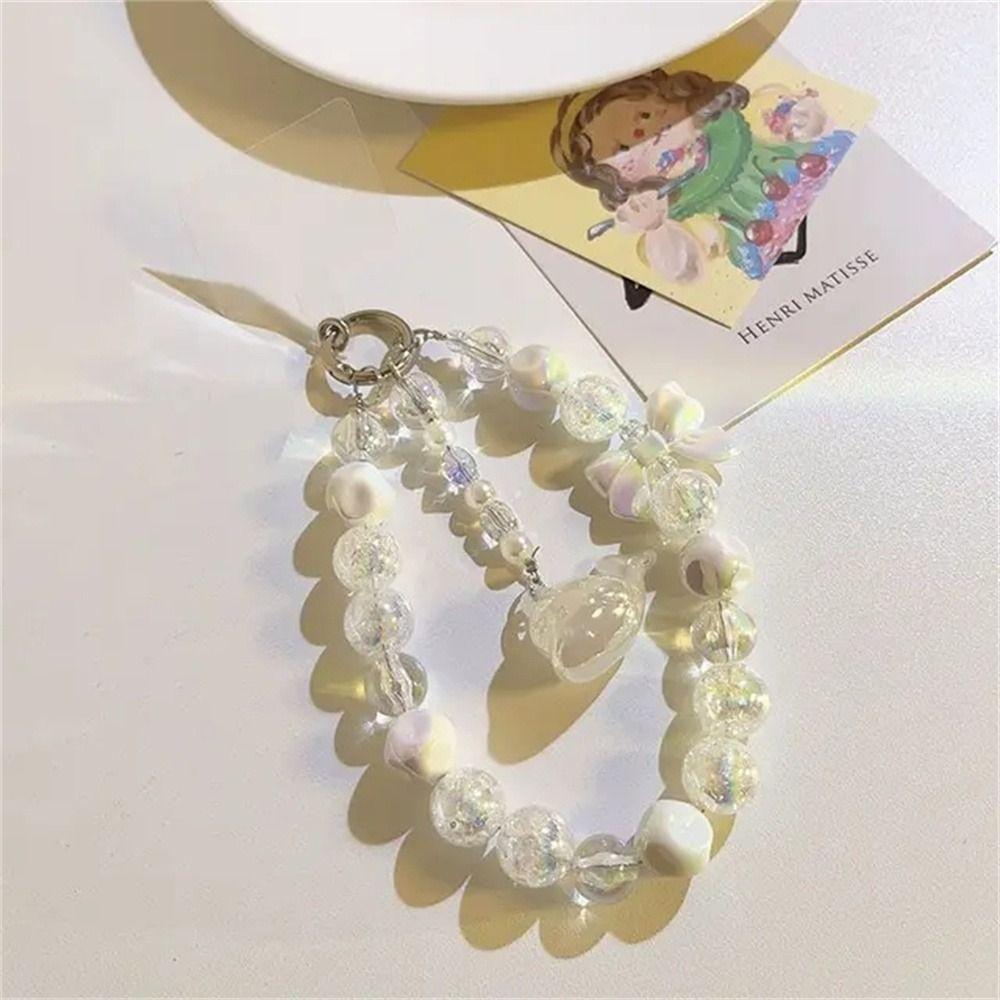 Love Beads Beads Phone Chain Cartoon Bear Cellphone Strap Mobile Phone Lanyard Hanging Cord