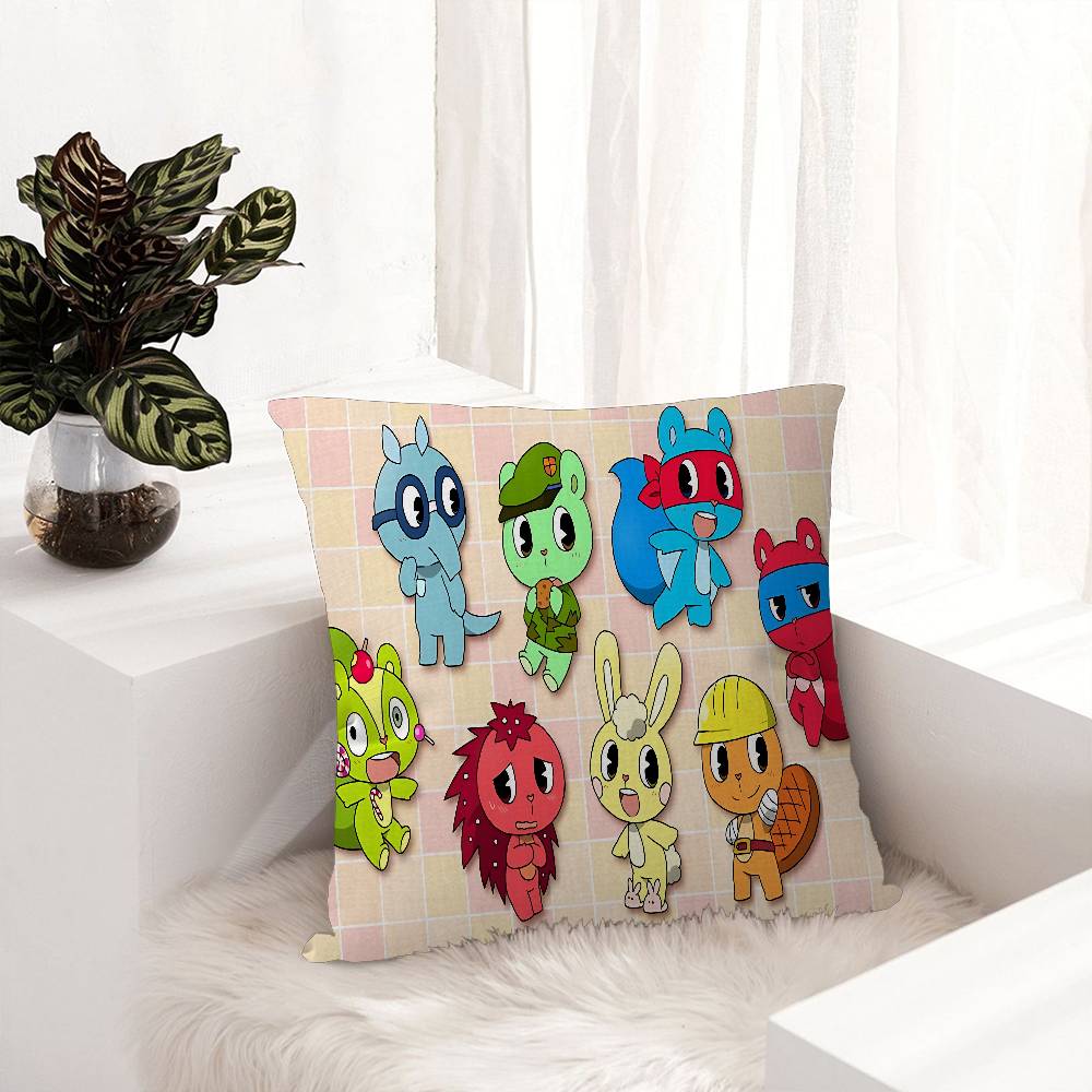 H-Happy Tree Friends Cushion Cover Polyester Sofa Cushions Decorative Throw Pillows Home Decoration Pillowcover