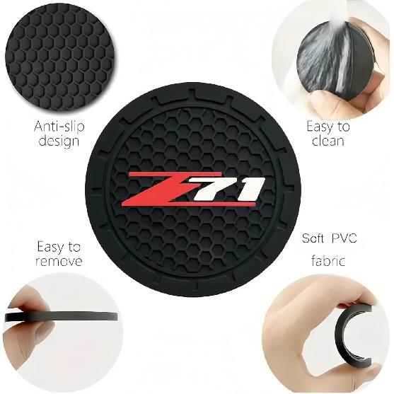 2Pcs for z71 car Cup Holder Coaster 2.75in for Colorado Silverado Interior Accessories (RED)