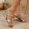 Женские сандалии Мода Летние туфли на высоком каблуке Женские Повседневные Размер Резиновая подошва Сандалии Уличные Роскошные Однотонные Женские туфли