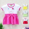 1~3Year Girls Baby Short Sleeve Romper Skirt Bowknot Kids Party Princess Clothing Cutie Bear Pattern Dress