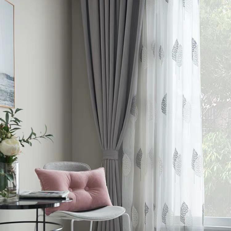Tulle Curtains for Living Room Balcony Bedroom Translucent Modern Embroidered Curtain Gauze Window Screen 1PC Tree White Sheer
