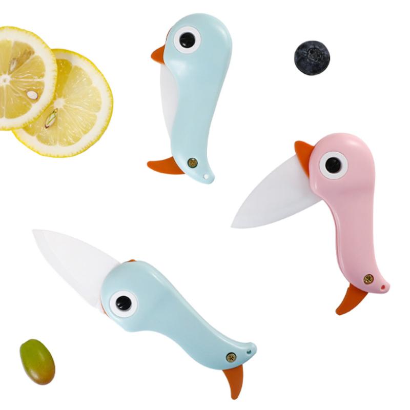 Penguin Creative Cartoon Ceramic Knife Folding Knife Fruit Knife Kitchen Knife Portable Small Knife Peeling Knife
