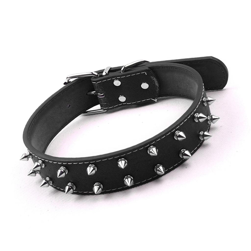 Punk Style Dog Collar with Spikes PU Leather Adjustable Studded Spiked Dog Collar Rivet Pet Collar