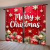 2pcs Festive Atmosphere with Merry Christmas Printed Curtain for Christmas Home Decor - Rod Pocket Window Treatment for Bedroom