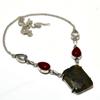 Labradorite Carnelian Gemstone 925 Silver Plated Jewelry Necklace 18"