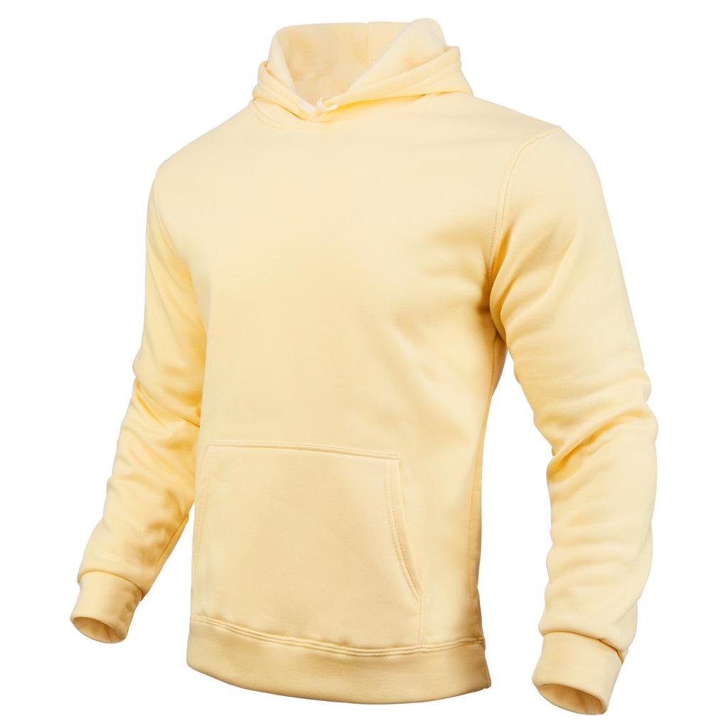 180g Solid Color Long Sleeve Plain Hoodie - Casual Streetwear Pullover Sweatshirt