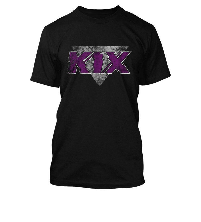 РАСПРОДАЖА Kix Band ЛОГОТИП Мужская футболка Черная с коротким рукавом Все размеры от S до 5XL Унисекс Футболка