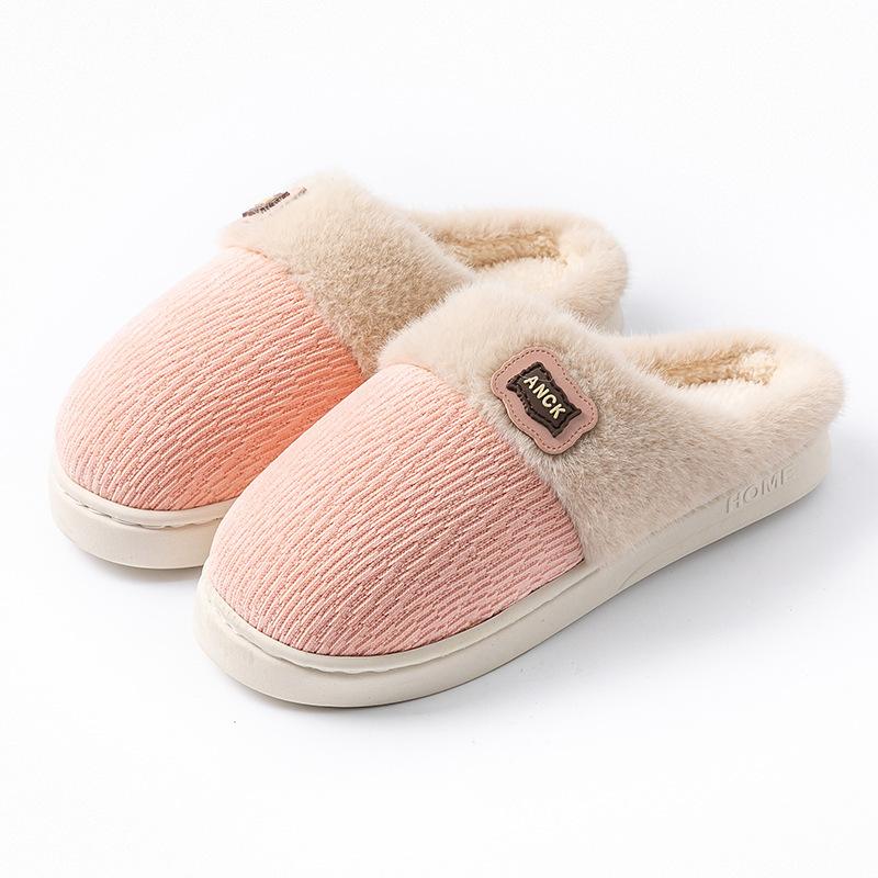 Cotton Slippers Autumn and Winter Indoor Home Thick Bottom Velvet Warm Couple Hair Slippers
