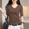 T Shirt For Women V Neck Short Sleeve Polyester Slim Fit Casual Summer Top