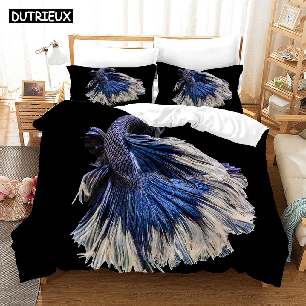 3D-печать мультяшная рыба фото комплект постельного белья в китайском стиле пододеяльник с наволочкой двуспальная кровать в комплекте