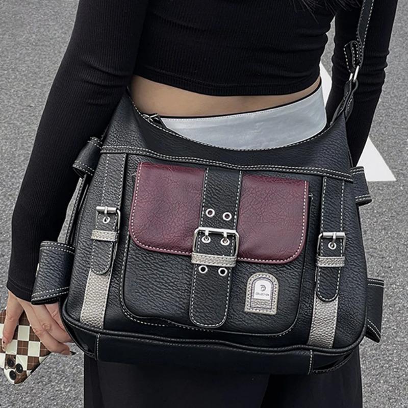 Винтажная сумка кроссбоди Y2K Женская сумка-тоут Высококачественная ПУ кожа Сумка на плечо Сумка-мессенджер в стиле хип-хоп Женская большая сумка для通勤 CLE