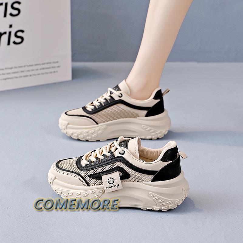 Женская обувь сетчатая дышащая корейская версия для студентов с увеличенной платформой для бега спортивная обувь для отдыха на толстой подошве со шнуровкой нескользящая