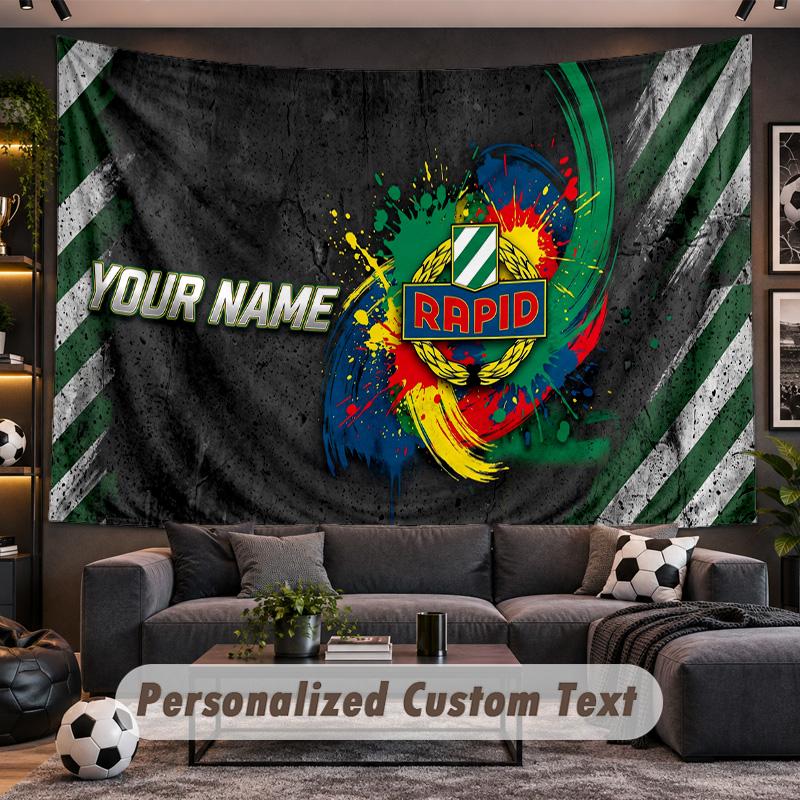 Rapid Wien FC Personalized Tapestry Support Custom Name, Wall Art Home Decoration