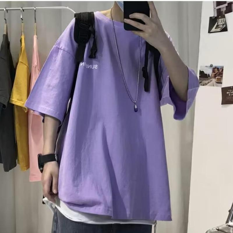 Trendy Oversized American-Style Men's Printed T-Shirt - Short-Sleeve Summer Top