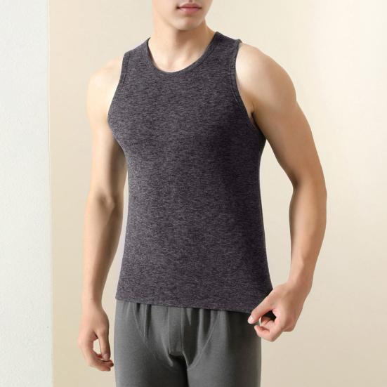 Men Thermal Tank Top Warm Fleece Lined Undershirt Sleeveless Crew Neck Base Layer Shirt Thickened Vest for Autumn And Winter