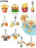 Шармы Плата Вкусная Еда Пицца Жареная Курица Бусины Для Оригинальных Шармов Браслета Изготовление Украшений Женский Подарок