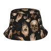 Summer Headwear Magical Skull Witch Hands Moth Mushroom Bucket Hat Trendy Girl Sun Hats Boonie Hat Fishing Caps Camping