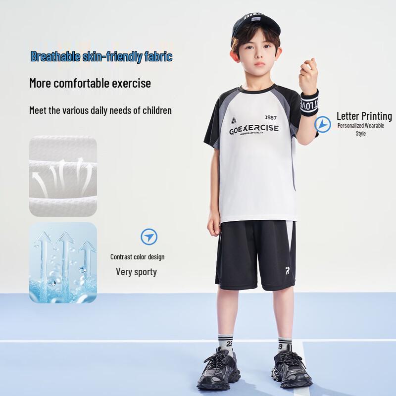 Romamon Boys' 2026 Summer Lightweight Short Sleeve & Shorts Set