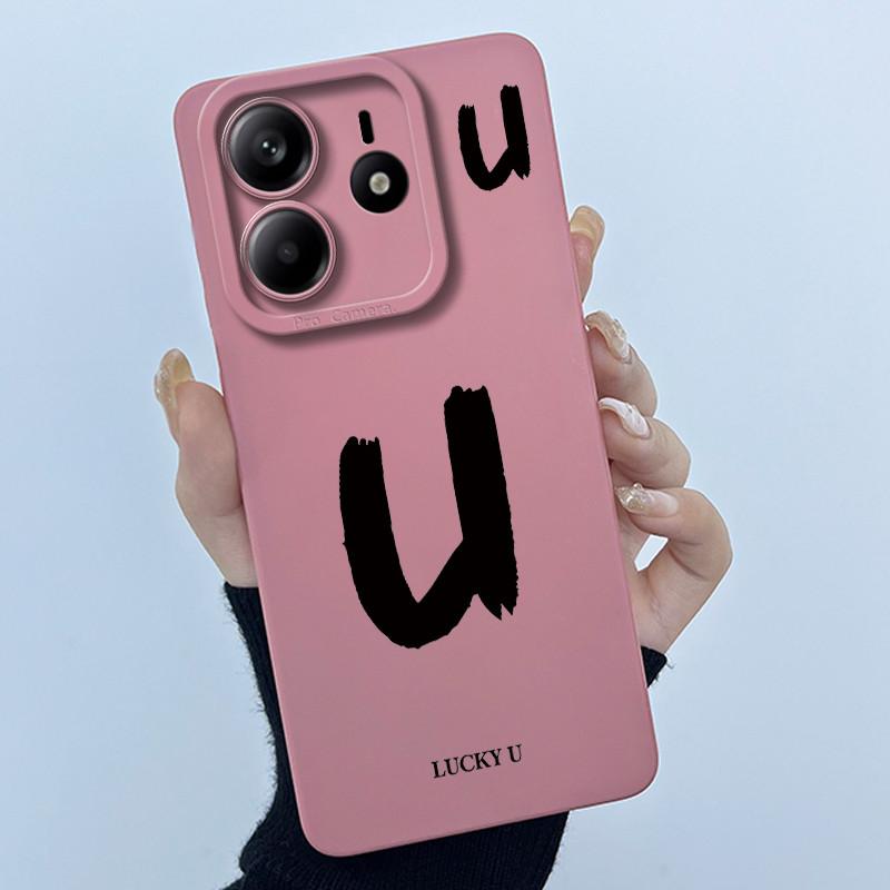 For Xiaomi Redmi Note 14 5G Cover Case Lucky Initial Letter Couple Silicone Soft Matte Phone Bumper for Redmi Note14 5G Casing