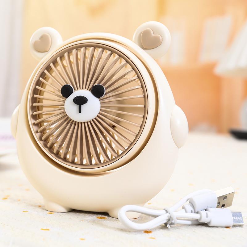 USB Rechargeable Puppy-Themed Fan, 3-Speed Adjustable, Ideal for Desktop and Bedside Use