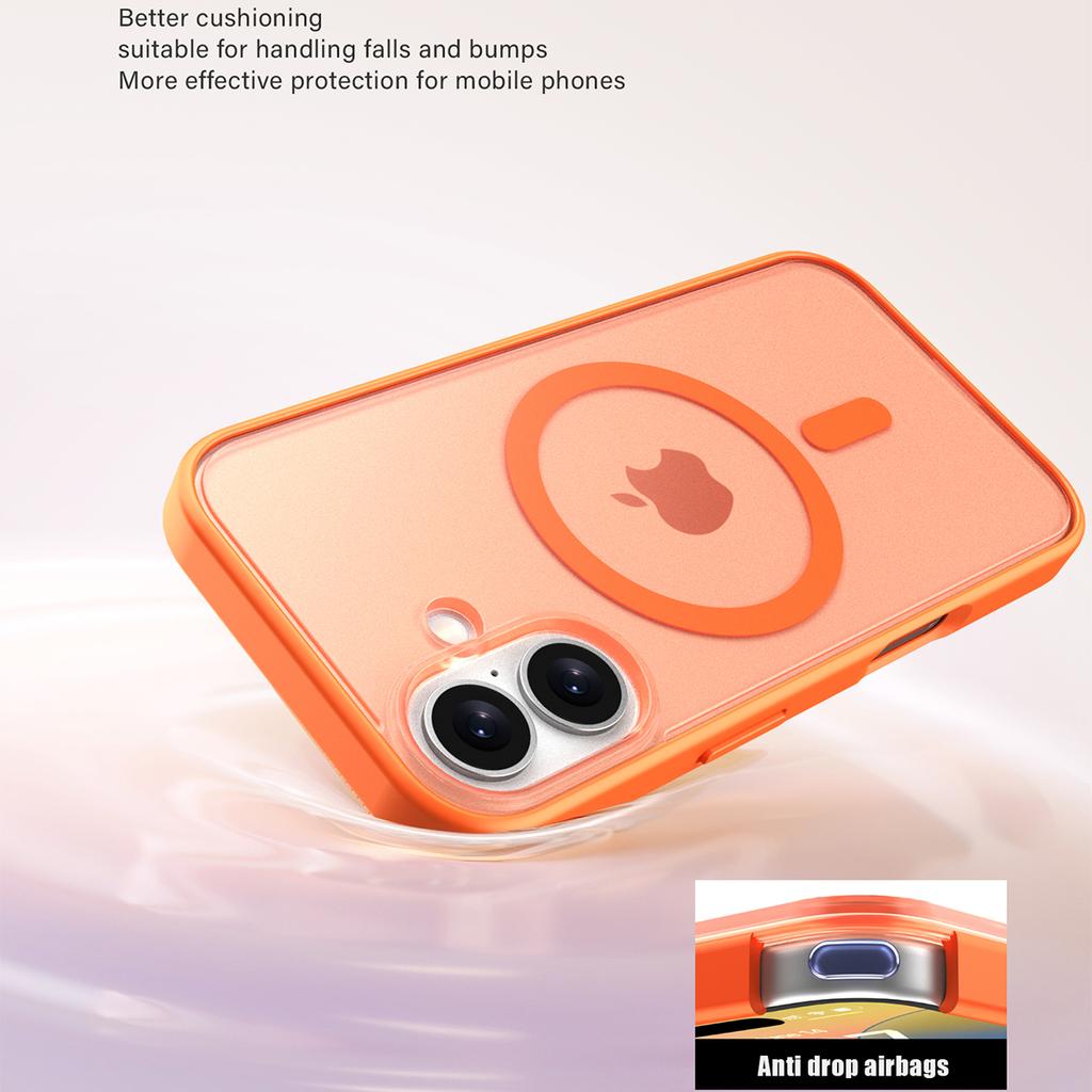For iPhone 16 Case Compatible with MagSafe Skin Feel Frosted PC+TPU Phone Cover